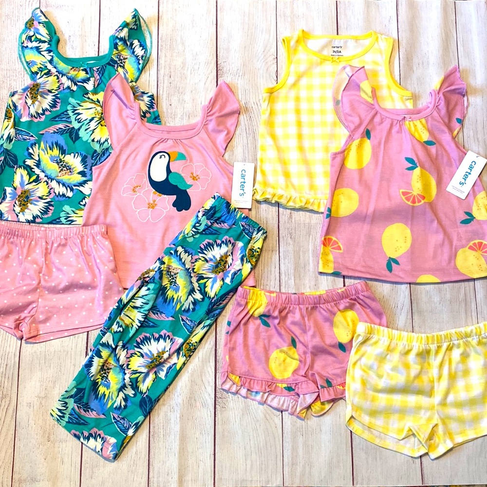 🌺🍋 NWT Carter’s Toddler Girls Pajamas Sets - 8 Pieces 🍋🌺